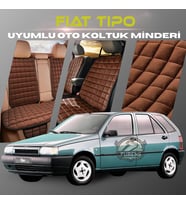 Fiat Tipo Kahverengi Renk Tay Tüyü Cepli & Terletmez Sırtlı Oto Koltuk Minder Seti - Koltuk Koruma Kılıfı (ÖN & ARKA TAM SET)