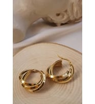 Kararmaz Paslanmaz Altın Kaplama Sarmal Modeli Gold renk Çelik Halka Küpe