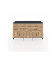 Kronos Konsol Tek Raflı 6 Çekmeceli 4 Kapaklı 176x59x99 Antrasit-Çam