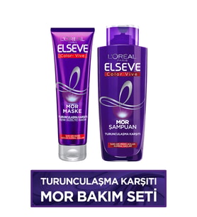 Elseve Turunculaşma Karşıtı Mor Saç Bakım Seti -Mor Şampuan 200ml + Renk Düzeltici Saç Maskesi 150ml