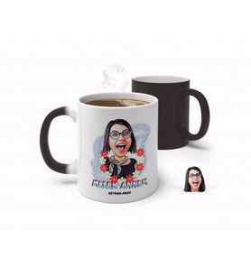 BK Gift Kişiye Özel Anneler Günü Temalı Melek Annem Karikatürlü Sihirli Kupa Bardak-1 (Beyaz)