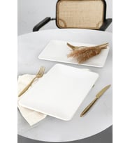 Mat Beyaz Siera Kayık Tabak 31x21 cm 2'li set