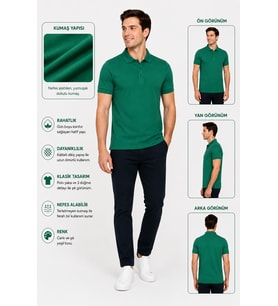 LUXIC CORE Erkek  Tişört Likralı Pike Kumaş Slim Fit