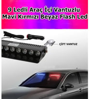 NKT GROUP 9 Ledli Araç İçi Vantuzlu Mavi Kırmızı Beyaz Flash Led