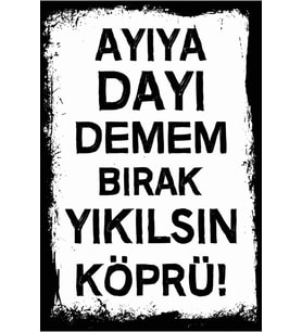 Ayıya Dayı Demem Bırak Yıkılsın Köprü Yazılı Ahşap Duvar Posteri