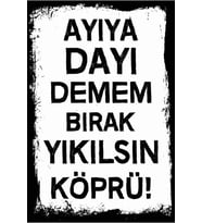 Ayıya Dayı Demem Bırak Yıkılsın Köprü Yazılı Ahşap Duvar Posteri