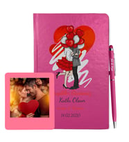 Sevgililer Gününe Özel Pembe Defter Kalem & Instagram Çerçeve Hediye Seti 37