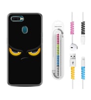 Oppo A5S A15 A16 A54 A55 A73 A74 Kılıf Kablo Koruma Spiral Silikon Black Eyes 1644
