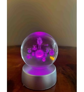 Wolawood Kristal Cam Kar Küresi 3D Renk Değiştiren LED Işıklı Pilli Dekoratif Konsept Hediyelik Masaüstü Süs Lamba Biblo Şık Zarif Rgb Dekor Özel Tasarım