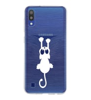 Samsung Galaxy M10 Kapak Mandala Kedi Tasarımlı Şeffaf Silikon Kılıf
