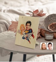 BK Gift Kişiye Özel Sevgililer Karikatürlü Dekoratif Ahşap Çerçeve Model 92