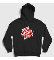 Presmono Unisex Beyaz Logo Rock New Model Army Kapüşonlu Sweatshirt 485679tt (Siyah)