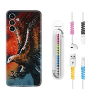 Samsung A23 A31 A32 A50 A51 A52 A53 A70 Kılıf Kablo Koruma Spiral Silikon Kartal Uçarken 1718