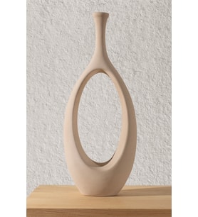 Koza Home Gracil Özel Taş Doku Vizon İskandinav Seramik Vazo 20x5x55cm 6268