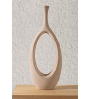 Koza Home Gracil Özel Taş Doku Vizon İskandinav Seramik Vazo 20x5x55cm 6268