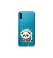 Samsung Galaxy M11 ile Uyumlu Splash Panda Tasarımlı Şeffaf Silikon Kılıf