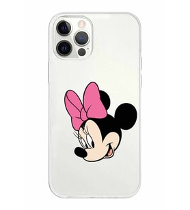 Apple iPhone 12 Pro Uyumlu Kapak Minnie Mouse Tasarımlı Şeffaf Silikon Kılıf
