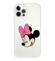 Apple iPhone 12 Pro Uyumlu Kapak Minnie Mouse Tasarımlı Şeffaf Silikon Kılıf