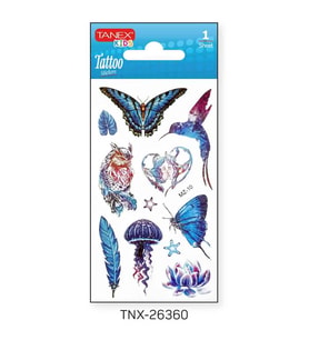 Tanex 7x12mm Kuş-Kelebek Simli Tatoo TNX-26360