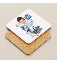 Kişiye Özel Kadın Diş Hekimi Karikatürlü Bardak Altlığı