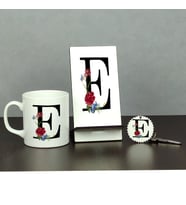 E Harfi Üçlü Set (Kupa + Telefon Standı + Anahtarlık)