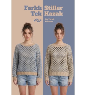 Çift Taraflı Triko Kazak Özel Tasarım İki Yönlü Kullanımlı File Dokulu Kazak