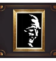 Altın Varaklı Çerçeveli Paspartulu Atatürk Tablo z4772 (Gold)