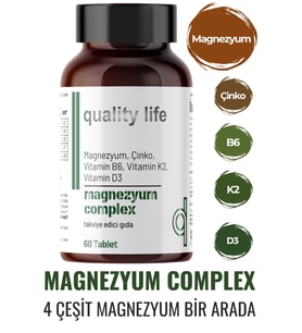 Magnezyum Complex 60 Tablet - Magnezyum Malat Sitrat Glisinat Taurat Bisglisinat - Magnezyum Çinko