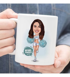 Kişiye Özel Eğlenen Ponpon Kız Karikatürlü Kupa Bardak