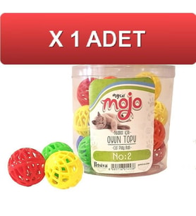 Mojo kediler için zilli oyun topu No:2 TEK TOP (Karışık)