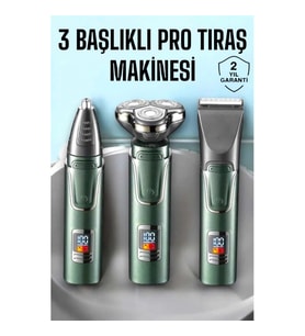 Mey İthalat® 3 Başlıklı Profesyonel Saç ve Sakal Bakım Seti Vücut, Burun ve Kulak Tüy Alma
