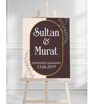 Söz Nişan Düğün İçin 50x70 Karşılama Panosu - Çiçek Tasarımlı 003
