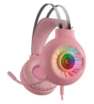 Rampage RM-K44 ZENGIBAR Pembe 7.1 Surround RGB Işık Efekti Mikrofonlu Oyuncu Kulaklığı