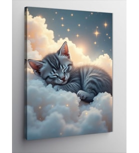 Kanvas Tablo Bulutlar Üzerinde Kedi