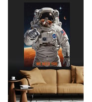 Astronot Dünya Boşlukta Yürüyor Dekoratif Kanvas - Mdf Ahşap Tablo