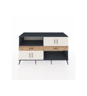 Kronos Konsol 3 Raflı 2 Çekmeceli 4 Kapaklı 176x59x99 Antrasit-Aytaşı/Çam