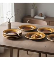 GÜRAL PORSELEN Güral 6 Adet 22 Cm Çukur Yemek Tabağı Reaktif Saura 137
