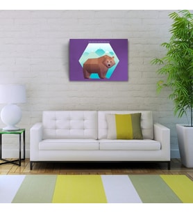 Boz Ayı Figürü Soyut Çalışma Kanvas Tablo 50 x 70