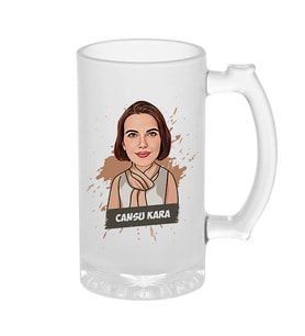 Kişiye Özel Karikatürlü Kadına Hediye Bira Bardağı
