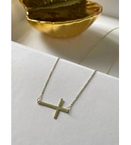 Ra Jewels 925 Ayar Gümüş Gold Yatay Haç Kolye