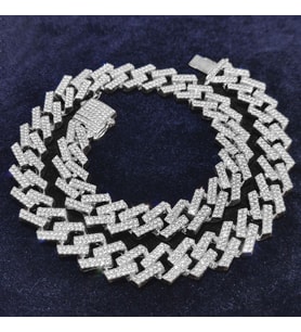 Chavin 15 mm. Gri Kalın 45 cm. Taşlı Alloy Kadın Zincir eu79by
