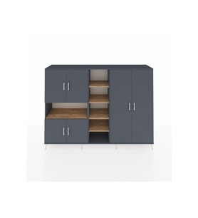 Hyperion Dolap 13 Raflı 6 Kapaklı 220x44x163 Antrasit-Antrasit/Çam