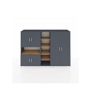 Hyperion Dolap 13 Raflı 6 Kapaklı 220x44x163 Antrasit-Antrasit/Çam