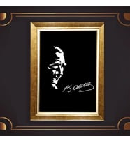 Altın Varaklı Çerçeveli Paspartulu Atatürk Tablo z4673 (Gold)