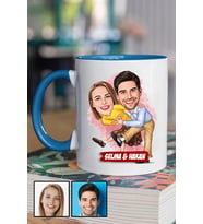 Sevgililere Komik Hediye Dans Eden Çiftler Karikatürlü Mavi Kupa Bardak