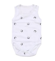 Unisex Beyaz Gülücük Baskılı Askılı Zıbın