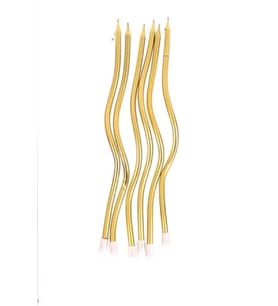 6 LI KIVRIMLI GOLD MUM 16CM Pasta Mumu Spiral Kıvrık Mum