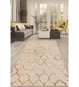 Dijital Kaymaz Taban Yıkanabilir Modern Renkli Salon Halısı Mutfak Halısı Yolluk ND-HT-80 (Bej)