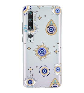 PrintiFy Xiaomi Mi Note 10 ile Uyumlu 1mm Slim Fit Nazar Boncuğu 5 Baskılı Şeffaf  Kılıf