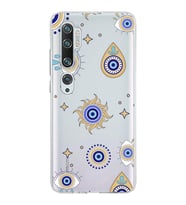 PrintiFy Xiaomi Mi Note 10 ile Uyumlu 1mm Slim Fit Nazar Boncuğu 5 Baskılı Şeffaf  Kılıf